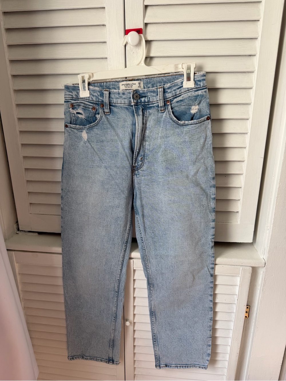Abercrombie and fitch ankle straight ultra high rise Light Blue Jeans